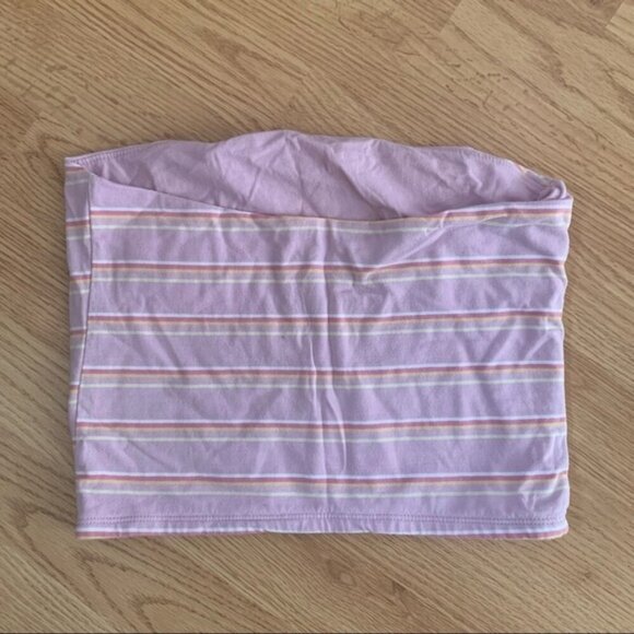 Wild fable pink striped tube top crop top size medium - Picture 2 of 4
